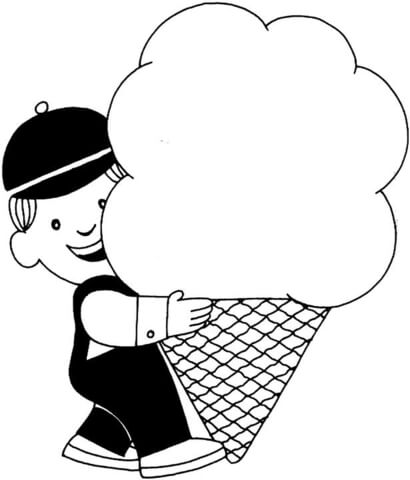 Happy Boy With Ice Cream  Coloring Page